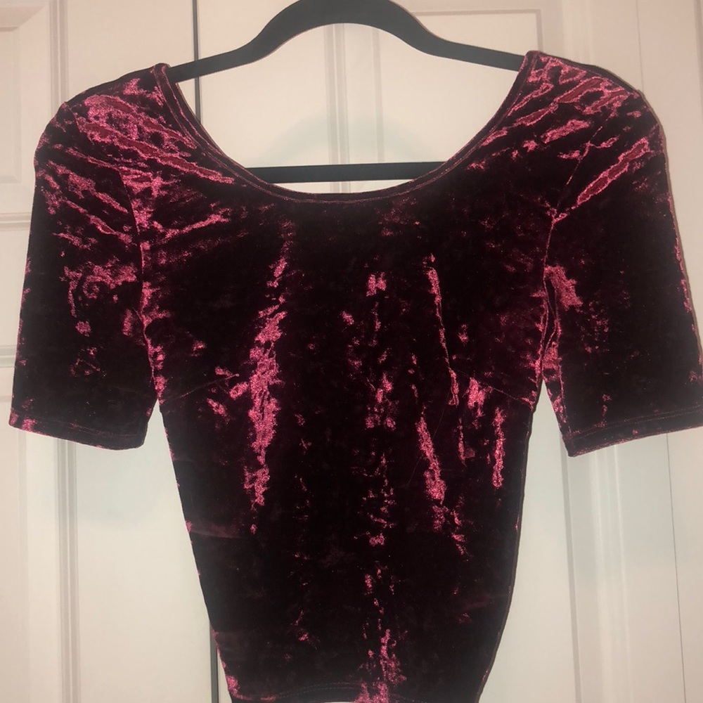 Kendall & Kylie Lace Back Velvet Top